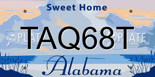 TAQ68T Alabama License Plate
