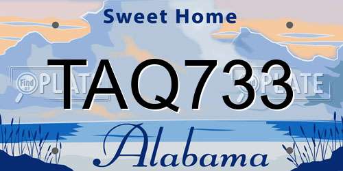 TAQ733 Alabama License Plate