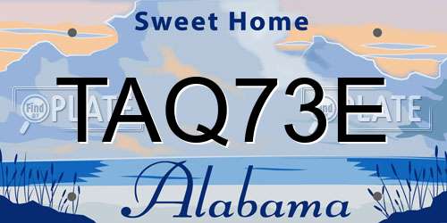 TAQ73E Alabama License Plate
