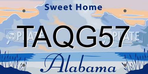 TAQG57 Alabama License Plate