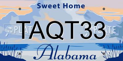 TAQT33 Alabama License Plate