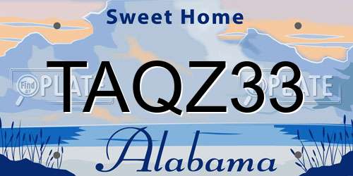 TAQZ33 Alabama License Plate