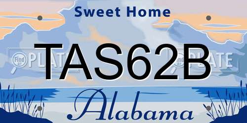 TAS62B Alabama License Plate