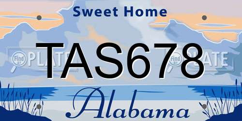 TAS678 Alabama License Plate