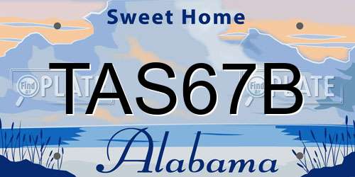 TAS67B Alabama License Plate