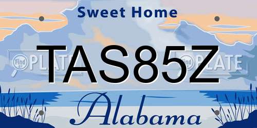 TAS85Z Alabama License Plate