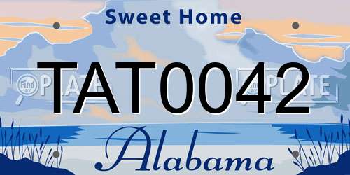 TAT0042 Alabama License Plate
