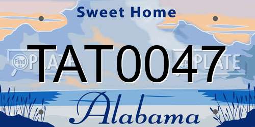 TAT0047 Alabama License Plate