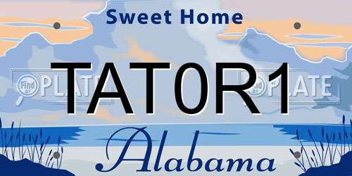 TAT0R1 Alabama License Plate