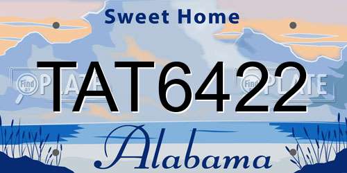 TAT6422 Alabama License Plate