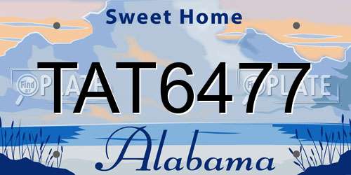 TAT6477 Alabama License Plate