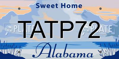 TATP72 Alabama License Plate