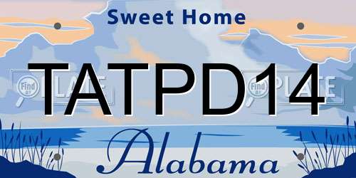 TATPD14 Alabama License Plate