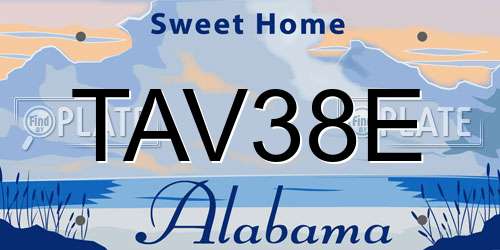 TAV38E Alabama License Plate