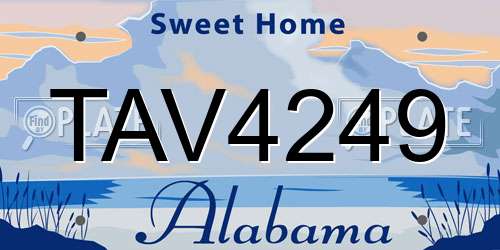 TAV4249 Alabama License Plate