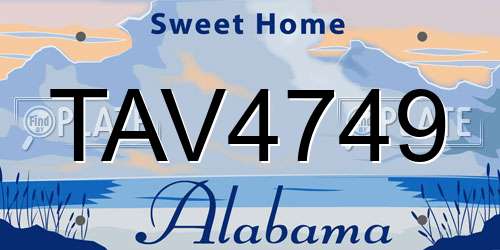 TAV4749 Alabama License Plate