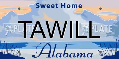 TAWILL Alabama License Plate
