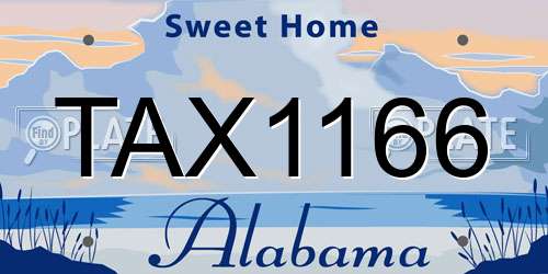 TAX1166 Alabama License Plate