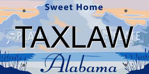 TAXLAW Alabama License Plate