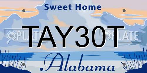 TAY30T Alabama License Plate
