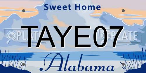 TAYE07 Alabama License Plate