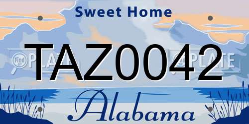 TAZ0042 Alabama License Plate