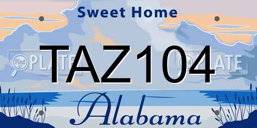 TAZ104 Alabama License Plate