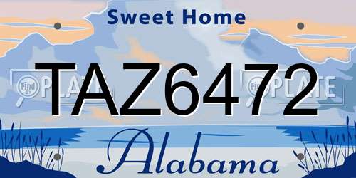 TAZ6472 Alabama License Plate