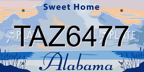 TAZ6477 Alabama License Plate