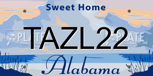 TAZL22 Alabama License Plate