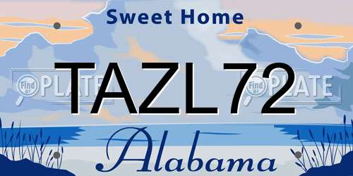 TAZL72 Alabama License Plate