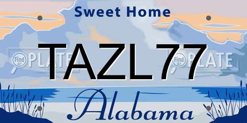 TAZL77 Alabama License Plate