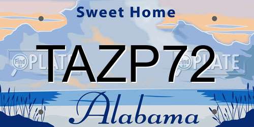 TAZP72 Alabama License Plate