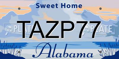 TAZP77 Alabama License Plate