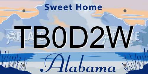 TB0D2W Alabama License Plate