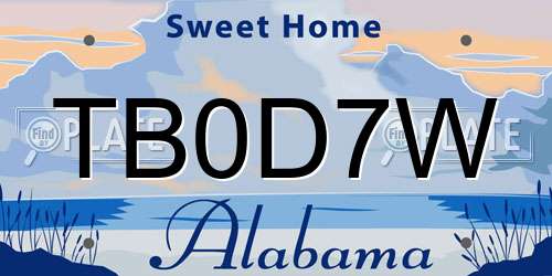 TB0D7W Alabama License Plate