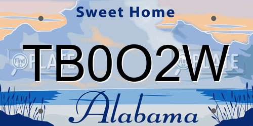 TB0O2W Alabama License Plate