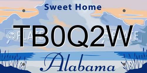 TB0Q2W Alabama License Plate