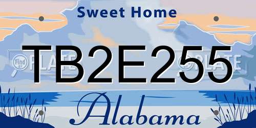 TB2E255 Alabama License Plate