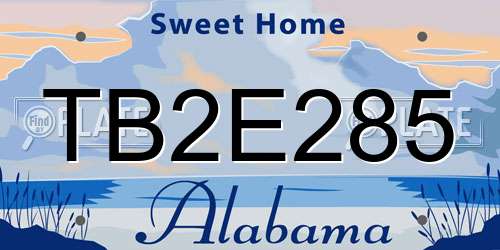 TB2E285 Alabama License Plate