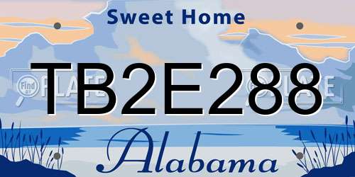 TB2E288 Alabama License Plate