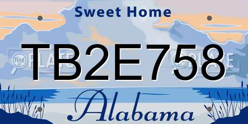 TB2E758 Alabama License Plate