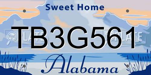 TB3G561 Alabama License Plate