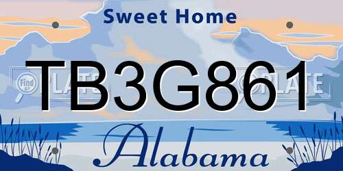 TB3G861 Alabama License Plate