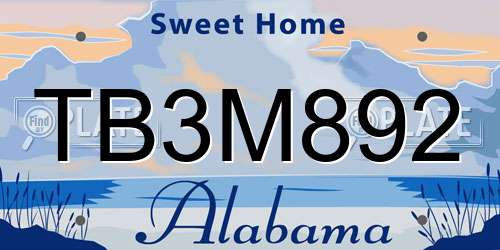 TB3M892 Alabama License Plate