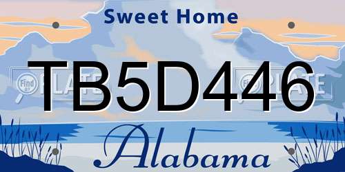 TB5D446 Alabama License Plate