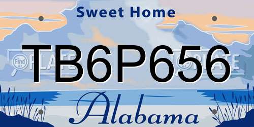TB6P656 Alabama License Plate