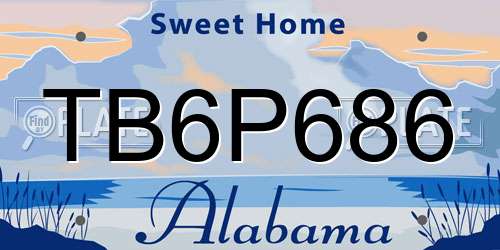 TB6P686 Alabama License Plate