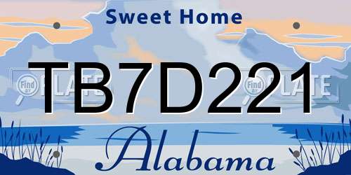 TB7D221 Alabama License Plate