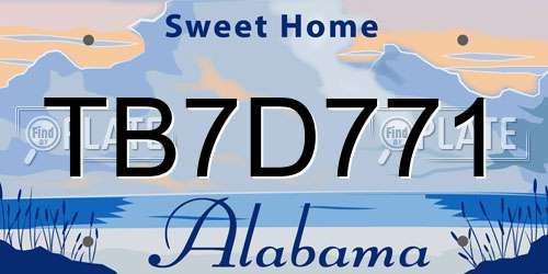 TB7D771 Alabama License Plate